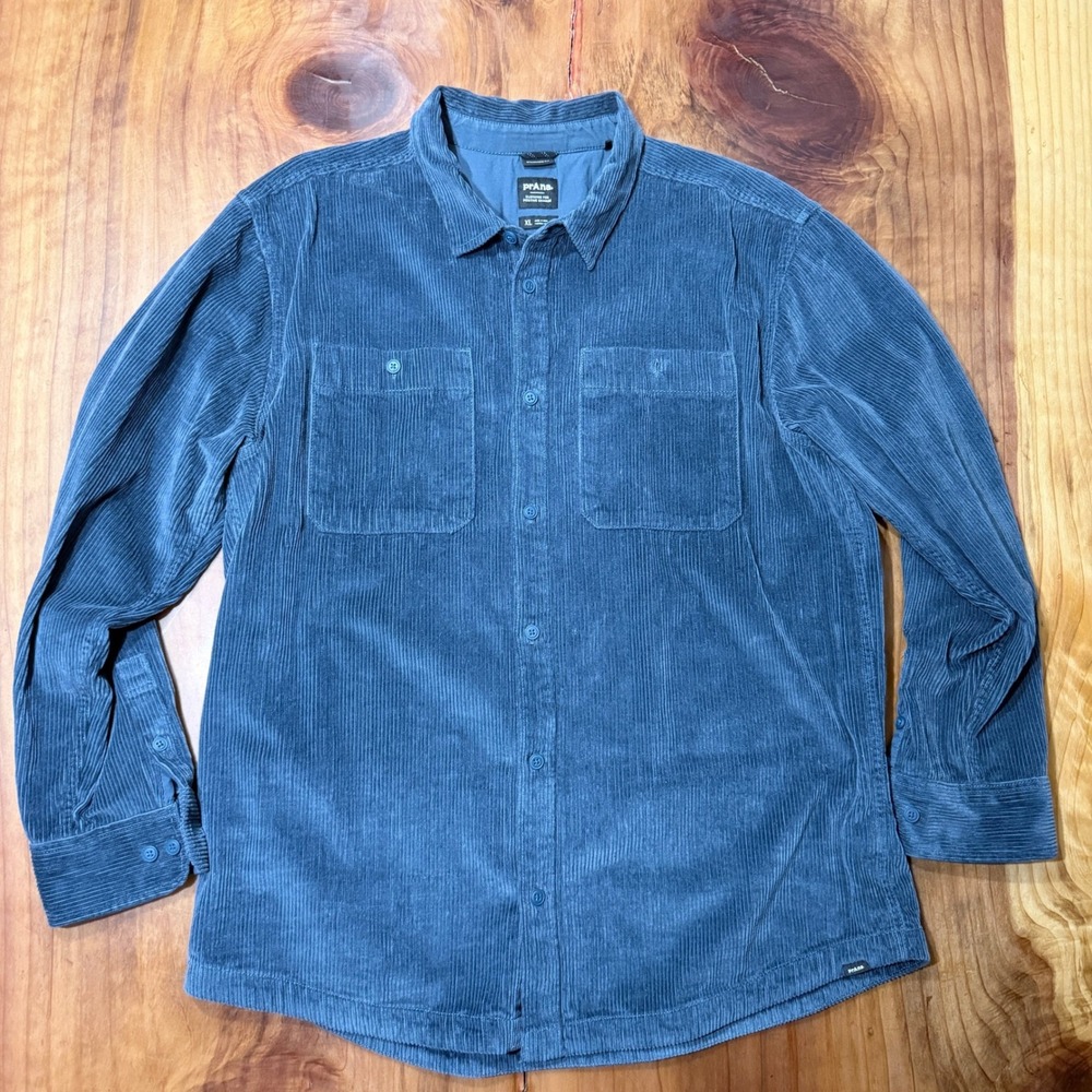 Prana Ridgecrest Shirt Mens XL Corduroy Button Organic Cotton Long Sleeve P18